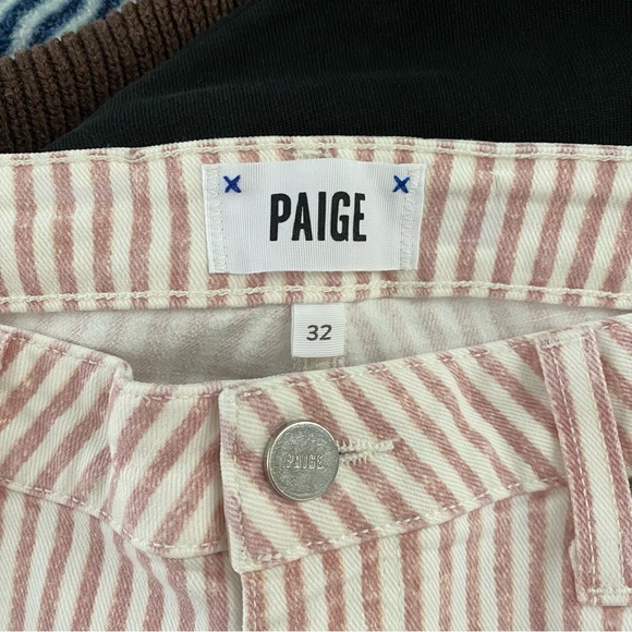 PAIGE Houston Ankle Blossom Pink Stripe Jeans - Picture 3 of 13